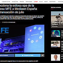 TTR selecciona la exitosa opa de la neerlandesa MFE a Mediaset Espaa como la transaccin de julio